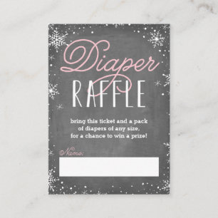 Winter Snowflake Rosa Baby Diaper Raffle Biljett Tilläggskort