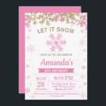 Winter Snowflake Rosa och Guld Girl Birthday Inbjudningar<br><div class="desc">Winter Snowflake Rosa och Guld Girl Birthday Bjud. Flickans födelsedag. Rosa och Guld Glitter Snowflake. Vinterjul-Helgdag. Vit bakgrund. 1:a andra tredje fjärde femtonde 6e, åttonde nionde tionde elfte elfte elfte 12:e, 13:e 14:e femtonde, oavsett ålder. Om du vill göra ytterligare anpassningar klickar du på knappen "Anpassa" och användor verktyg som...</div>