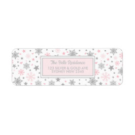 Winter Snowflake Rosa Silver Födelsedagsfest Showe Returadress Etikett