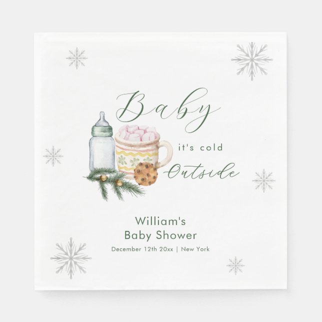 Winter Snowflake S'more Cookie Baby Shower  Pappersservett (Framsidan)