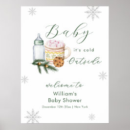 Winter Snowflake S'more Cookie Baby Shower Welcome Poster