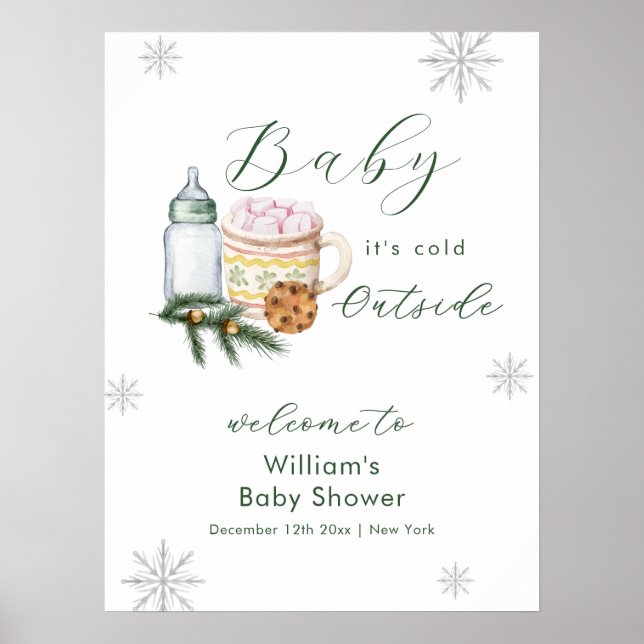 Winter Snowflake S'more Cookie Baby Shower Welcome Poster (Framsidan)