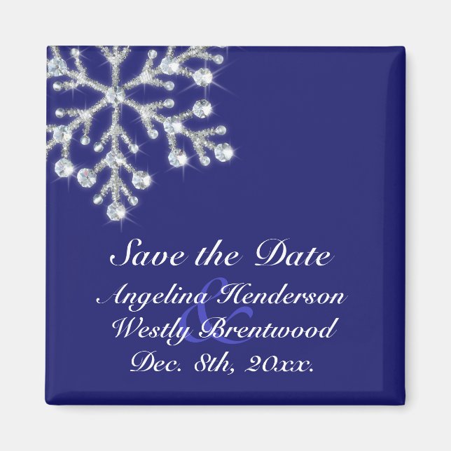 Winter Snowflake Spara datum magneter indigo (Framsidan)