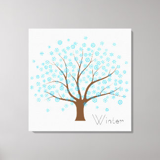 Winter Snowflake Träd Canvastryck