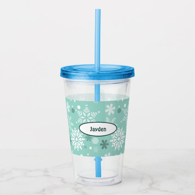 Winter Snowflake Turcos-Blue-Julhelg Take Away Mugg (Framsida)