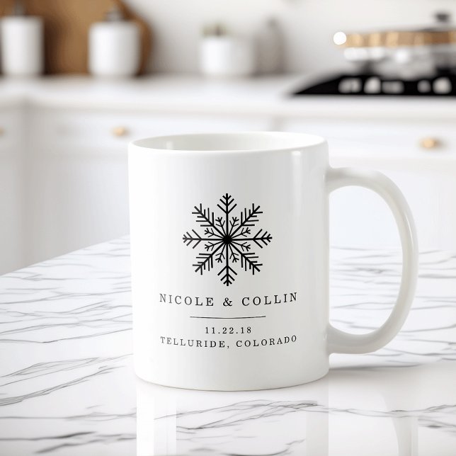 Winter Snowflake Wedding Favor Kaffemugg (Skapare uppladdad)