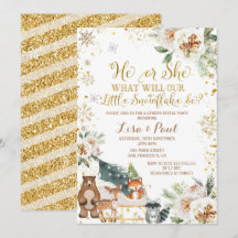 Winter Snowflake Woodland Animals Gender Reveal