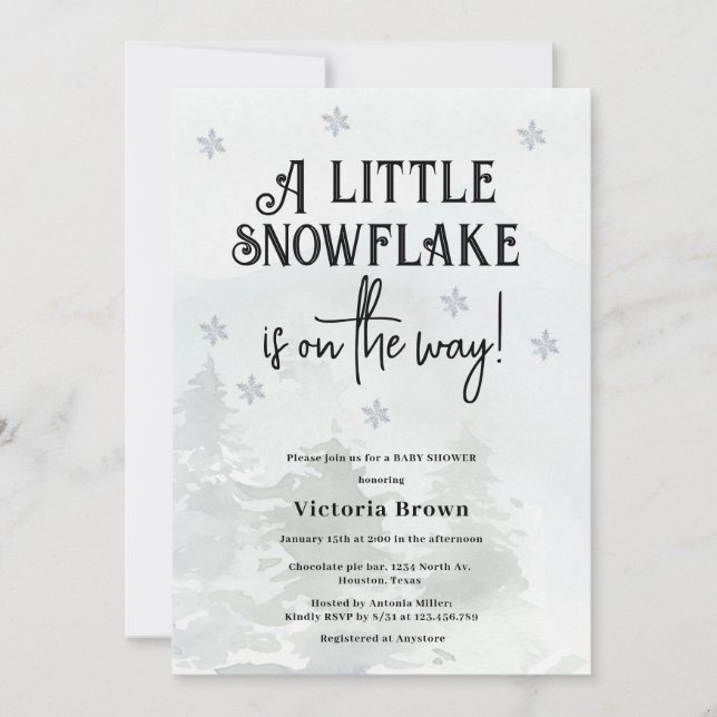 Winter Snowflakes Baby Shower Invitation Inbjudningar (Framsida)