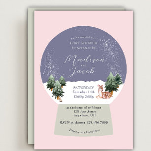 Winter Snowglobe Rosa Baby Shower Inbjudningar