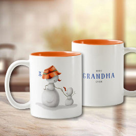 Winter Snowman Best Grandma Ever Två-Tonad Mugg