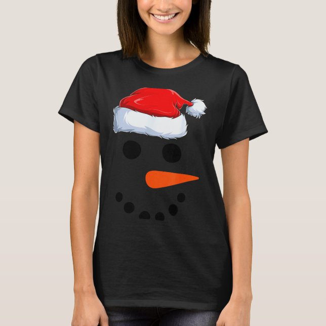Winter Snowman Face Costume Christmas Snowman  T Shirt (Framsida)