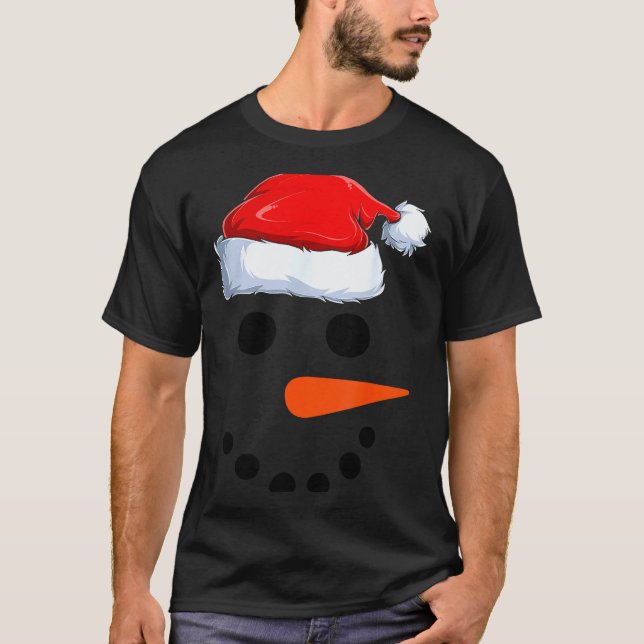 Winter Snowman Face Costume Christmas Snowman  T Shirt (Framsida)