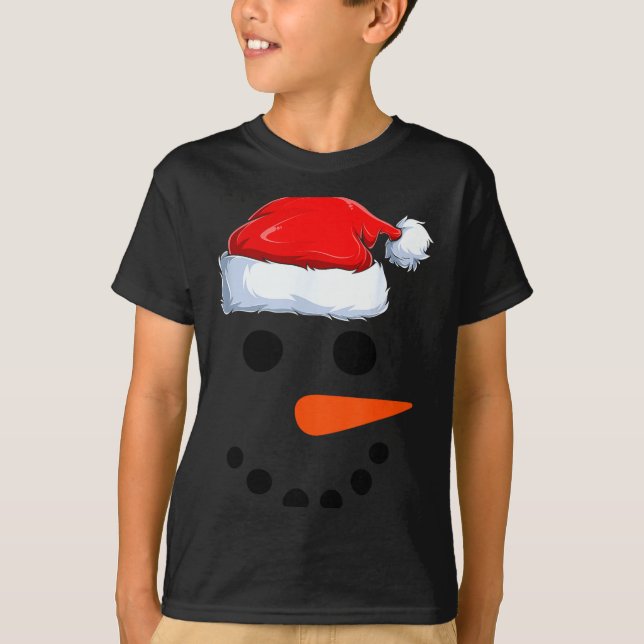 Winter Snowman Face Costume Christmas Snowman  T Shirt (Framsida)