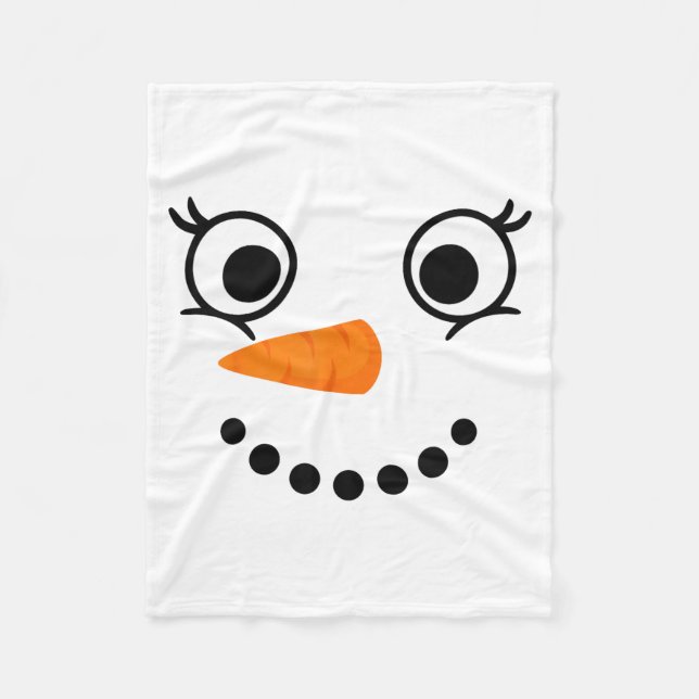 Winter Snowman Face Eyelashes Christmas Xmas Fun D Fleecefilt (Framsidan)