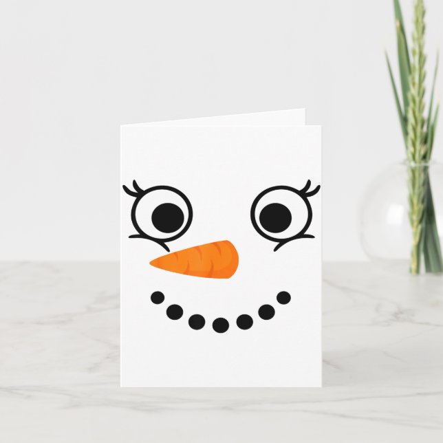 Winter Snowman Face Eyelashes Christmas Xmas Fun D Kort (Framsida)