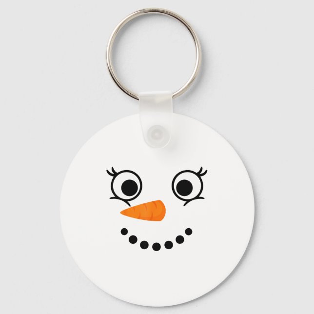 Winter Snowman Face Eyelashes Christmas Xmas Fun D Nyckelring (Framsida)