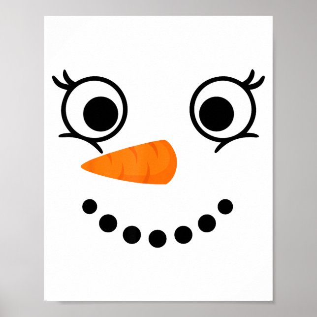 Winter Snowman Face Eyelashes Christmas Xmas Fun D Poster (Framsidan)