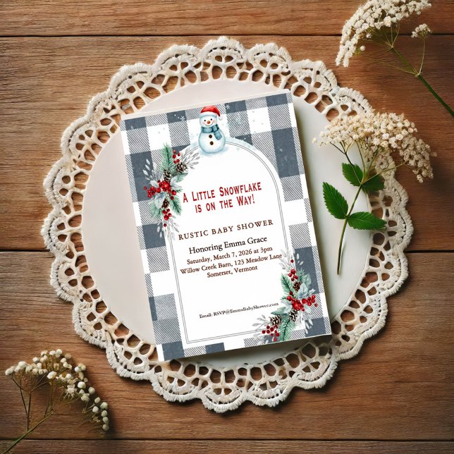 Winter Snowman Plaid Baby Shower Invitation Inbjudningar (Skapare uppladdad)