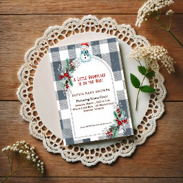 Winter Snowman Plaid Baby Shower Invitation Vykort