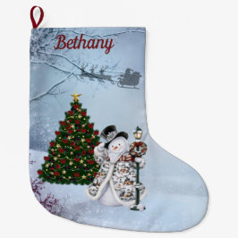 Winter Snowman Stor Julstrumpa