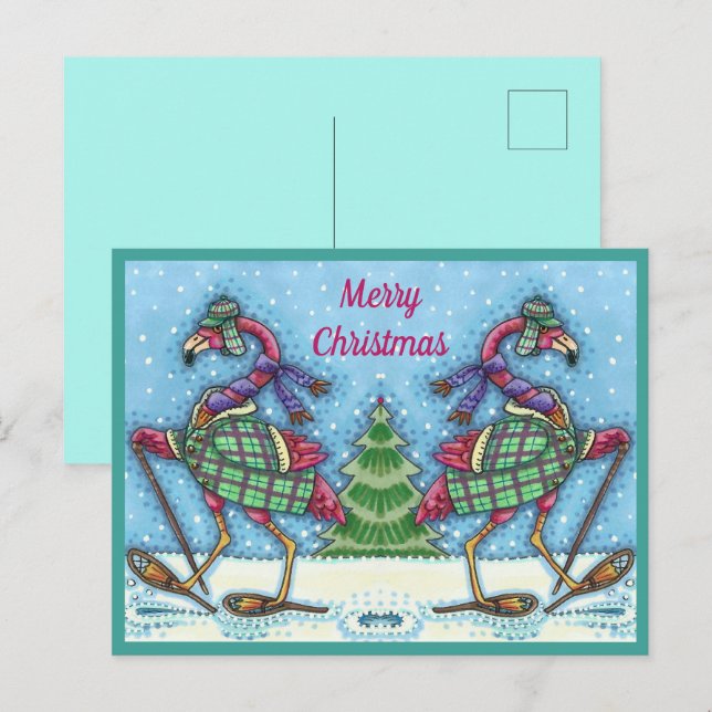 WINTER SNOWSHOES & JACKA ROSA FLAMINGO TREKKING HELG VYKORT (Fram/baksida)