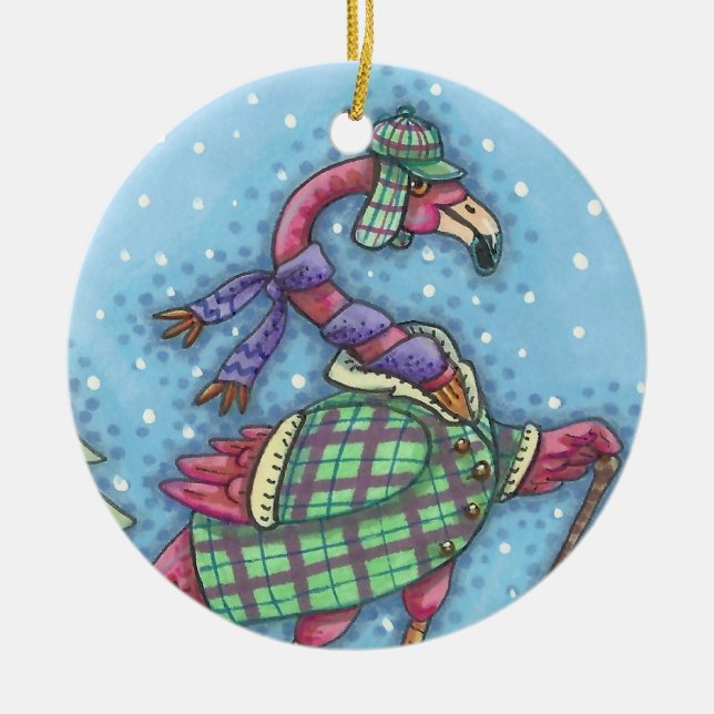 WINTER SNOWSHOES, ROSA FLAMINGO CHRISTMAS ORNAMENT (Framsidan)