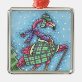WINTER SNOWSHOES, ROSA FLAMINGO CHRISTMAS ORNAMENT