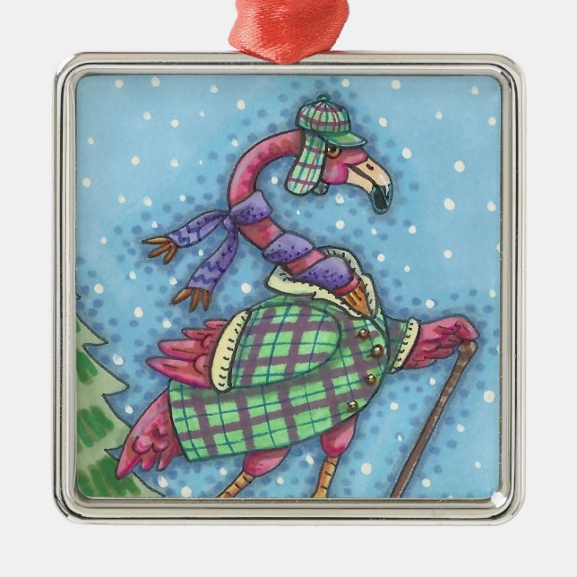 WINTER SNOWSHOES, ROSA FLAMINGO CHRISTMAS ORNAMENT (Framsidan)
