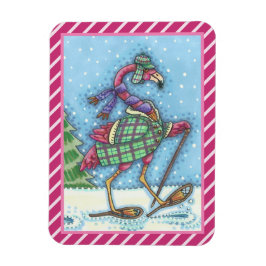 WINTER SNOWSHOES ROSA FLAMINGO MAGNET