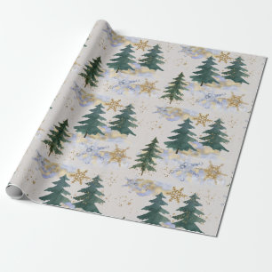 Winter Snowstorm i Fir Forest Wrapping Papper Presentpapper