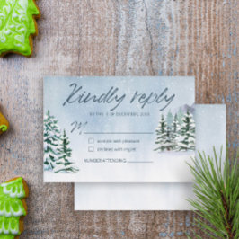 Winter Snowy Mountain Forest Bröllop OSA Kort