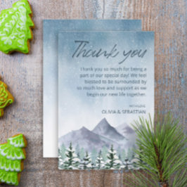 Winter Snowy Mountain Forest Bröllop Tack Kort