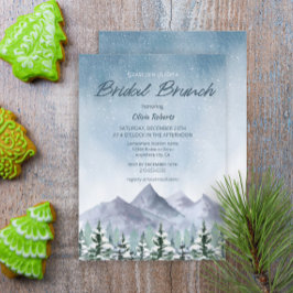 Winter Snowy Mountain Forest Möhippa Brunch Inbjudningar