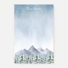 Winter Snowy Mountain Forest Personlig Post-it Block