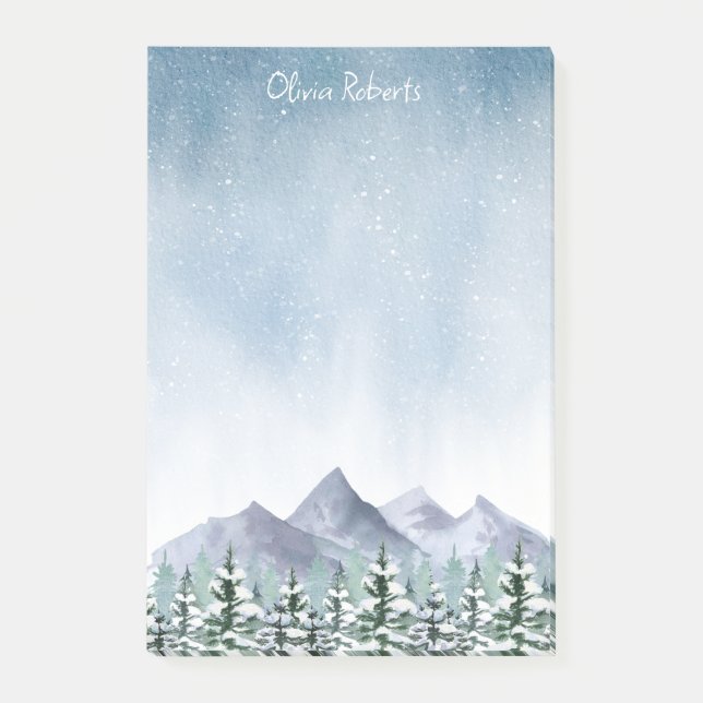 Winter Snowy Mountain Forest Personlig Post-it Block (Framsida)