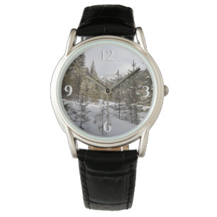 Winter Snowy Mountain Scene i Montana Armbandsur