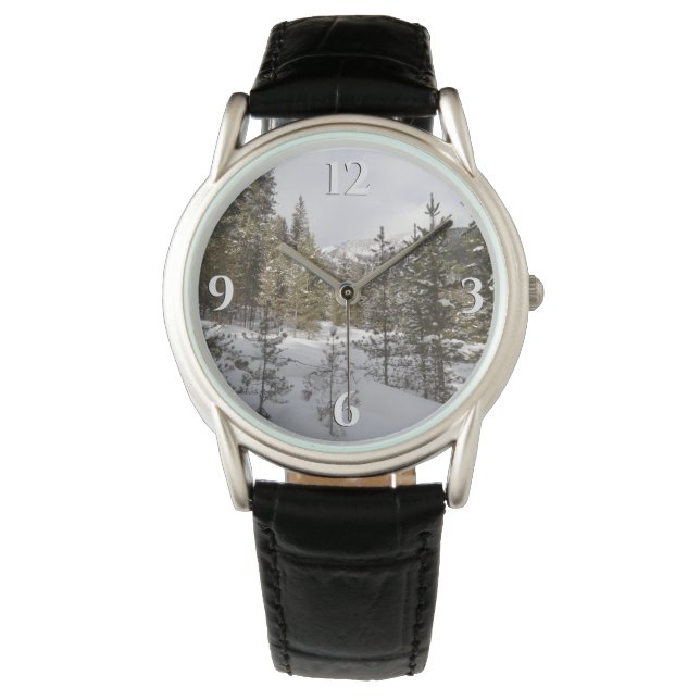 Winter Snowy Mountain Scene i Montana Armbandsur (Framsida)