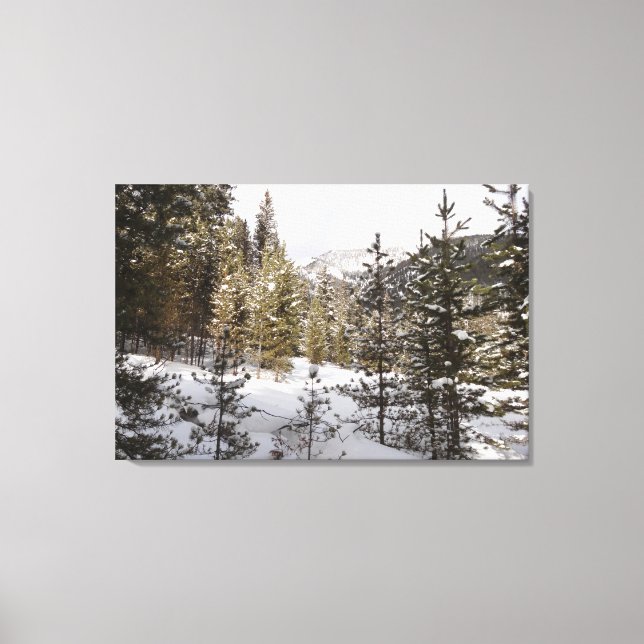 Winter Snowy Mountain Scene i Montana Canvastryck (Framsida)
