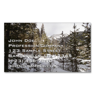 Winter Snowy Mountain Scene i Montana Magnetiska Visitkort