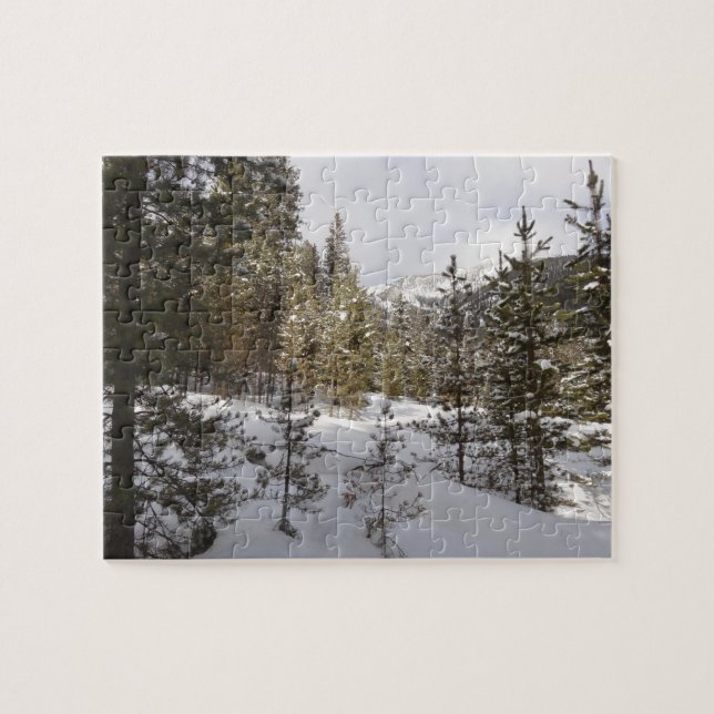 Winter Snowy Mountain Scene i Montana Pussel (Horisontell)