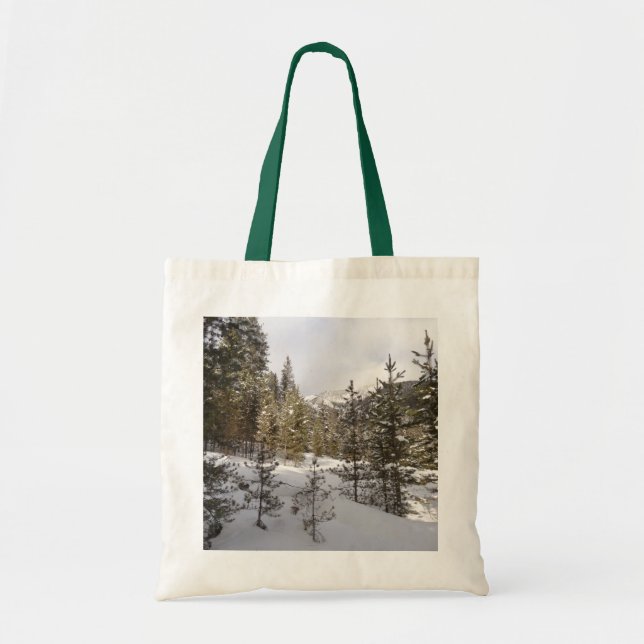 Winter Snowy Mountain Scene i Montana Tygkasse (Framsidan)