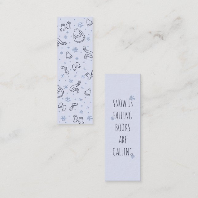 Winter Snowy time läser Mini Bookmark-Telefonkorte (Fram/baksida)