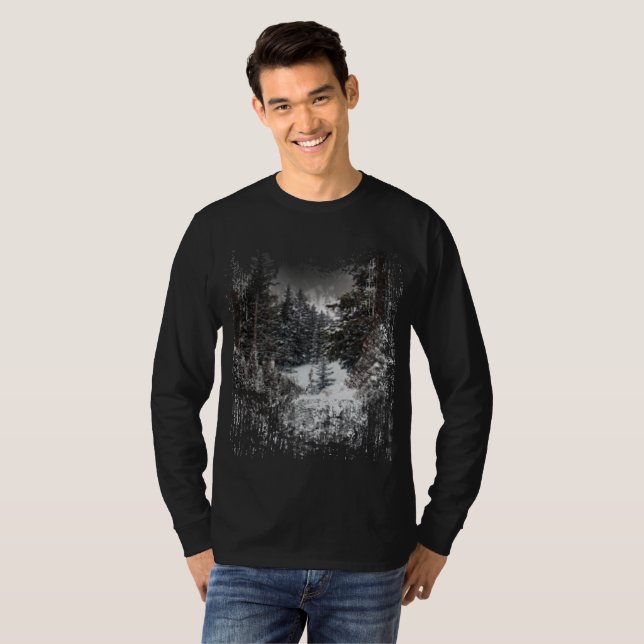 Winter Snowy Träd | Snöskog Skriv ut t shirt (Hel framsida)