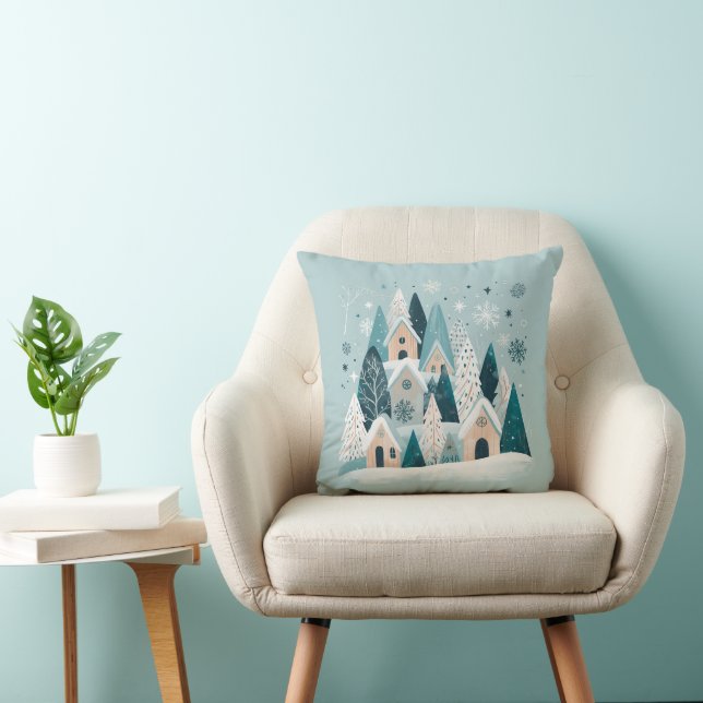 Winter Snowy Village Kudde (Stol)
