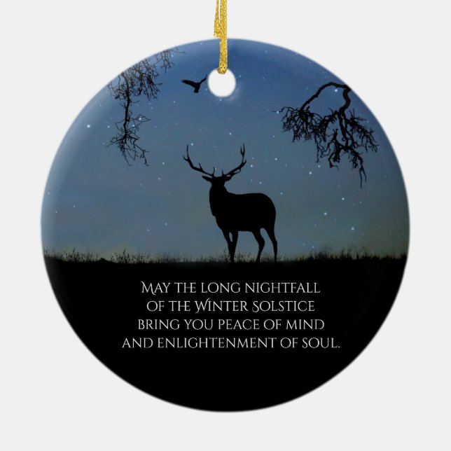 Winter Solstice Blessing with Elk and Raven Julgransprydnad Keramik (Baksidan)