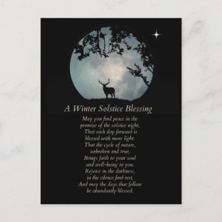 Winter Solstice Blessings Elk and Moon Vykort