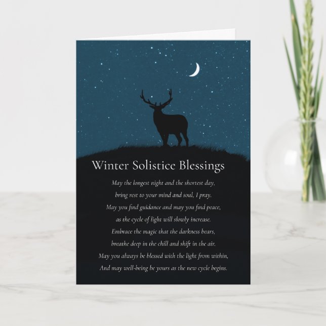 Winter Solstice Blessings Elk Stars Poem Kort (Framsida)