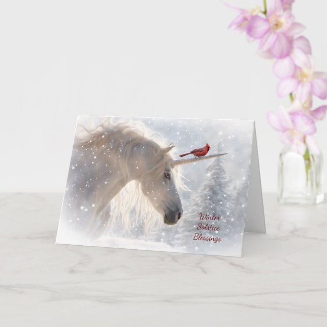 Winter Solstice Blessings Unicorn Kardinal Kort (Orkide)