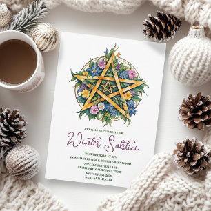 Winter Solstice Blommigt Yule Pentacle Pagan Inbjudningar