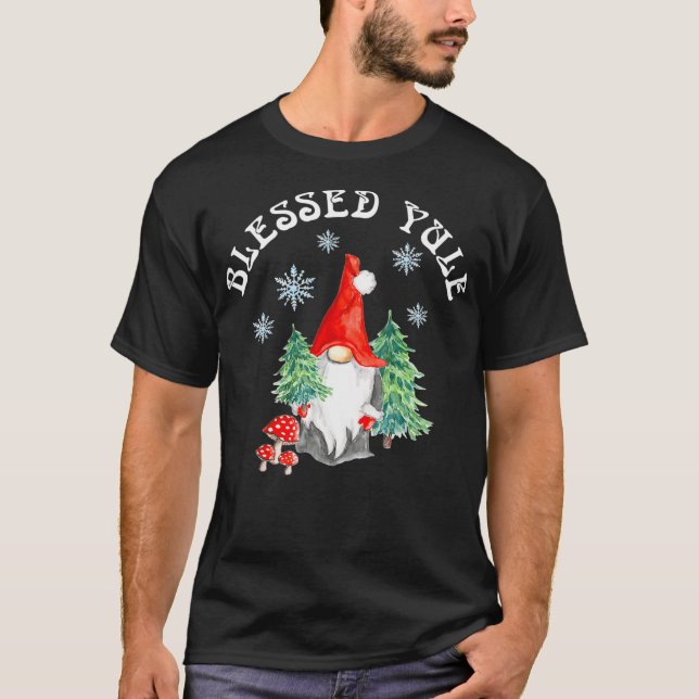 Winter Solstice Blsed Yule Pagan Helgdag Gnome M T Shirt (Framsida)